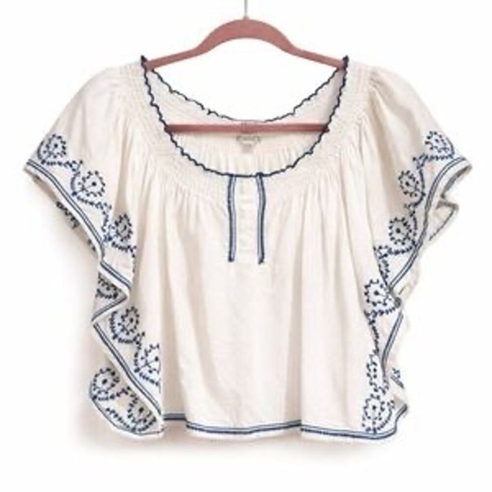 Ecote Boho Flowy Blouse sz M peasant top